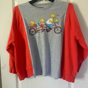 Upcycled Reworked The Simpson’s T-Shirt /Orange Sweatshirt . Fits Size Large